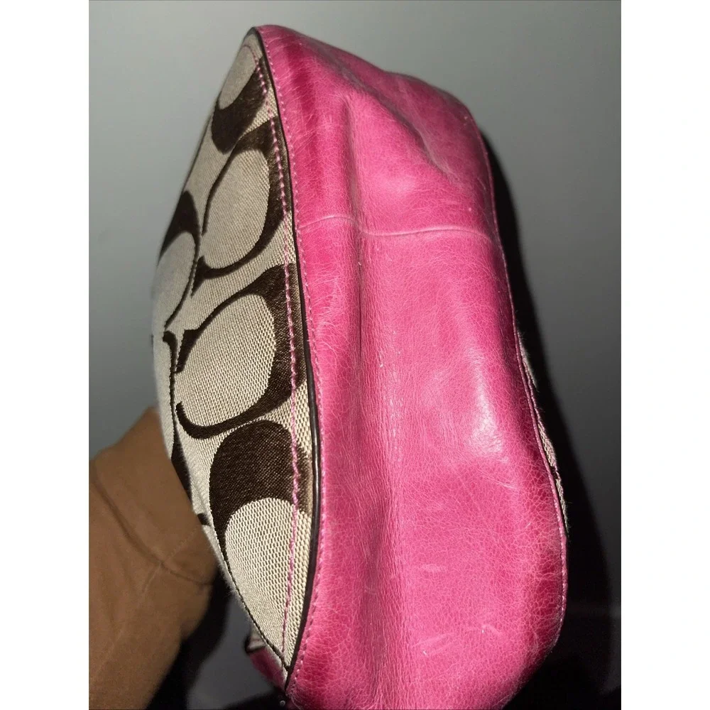 Coach Willis 70th Anniversary Brown Signature With Pink Leather Top Handle 19034 - Picture 12 of 15